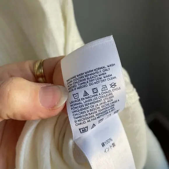 Lands End Dress 100% Cotton Gauzy White Midi Summer Short Sleeve Minimalist sz M - Picture 6 of 9